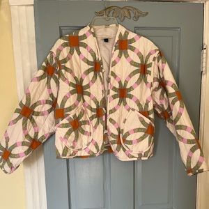 Universal Thread Quilted Button Up Jacket with Pockets and cinch waist